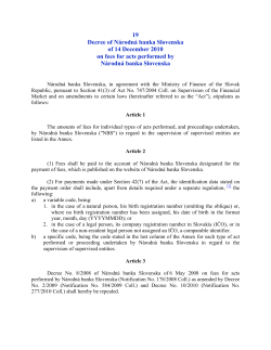 Opatrenie Nrodnej banky Slovenska zo 14