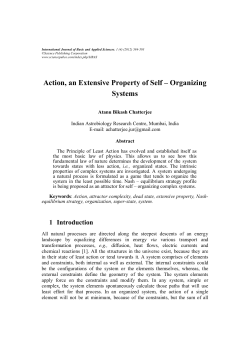 Action, an Extensive Property of Self Organizing Systems