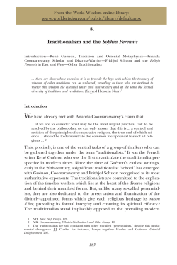 Tradition and the Sophia Perennis