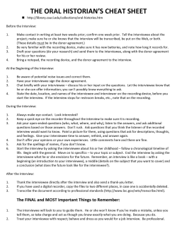 THE ORAL HISTORIAN`S CHEAT SHEET