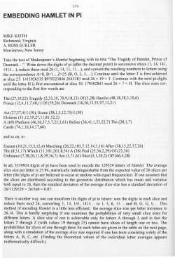 Embedding Hamlet In Pi - Digital Commons @ Butler University