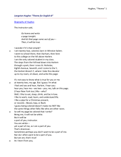 Hughes, &ldquo;Theme&rdquo; 1 Langston Hughes &ldquo;Theme for English B
