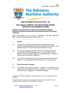 BMA INFORMATION BULLETIN No. 109 IMO UNIQUE COMPANY