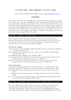 OVERVIEW [Literature and Memory 2016].