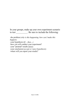 In your groups, make up your own experiment