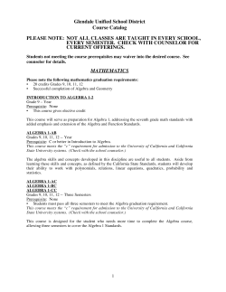 Mathematics - Glendale Unified School District