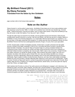 notes for My Brilliant Friend