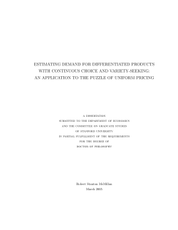 ESTIMATING DEMAND FOR DIFFERENTIATED PRODUCTS WITH