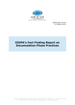 EIOPA`s Fact Finding Report on Decumulation Phase