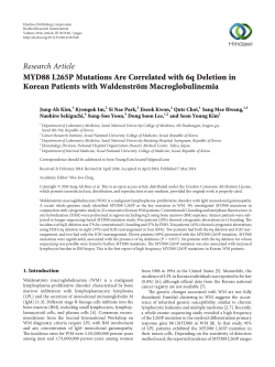 MYD88 L265P Mutations Are Correlated with 6q Deletion in Korean