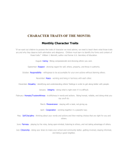 CHARACTER TRAITS OF THE MONTH:
