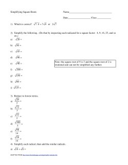 Simplifying Square Roots worksheet.pages
