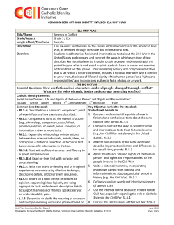 Grade 5 - America in Conflict - Pittsburgh Catholics Against
