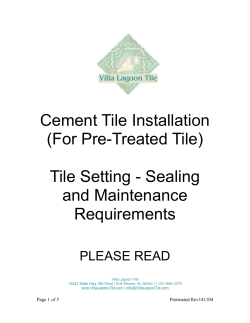 Cement Tile Installation (For Pre-Treated Tile) Tile Setting