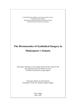 The Hermeneutics of Symbolical Imagery in Shakespeare&acute;s Sonnets