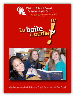 A toolbox for parents of students in French Immersion and Core French