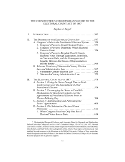 The Conscientious Congressman`s Guide to the Electoral Count Act