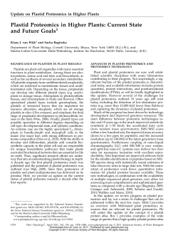 Plastid Proteomics in Higher Plants: Current State