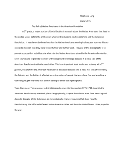 Stephanie Lung History 575 The Role of Native Americans in the