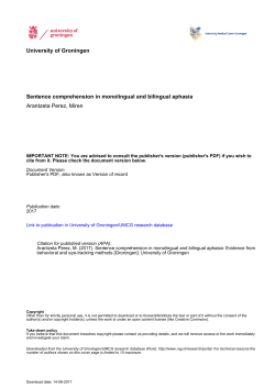 University of Groningen Sentence comprehension in