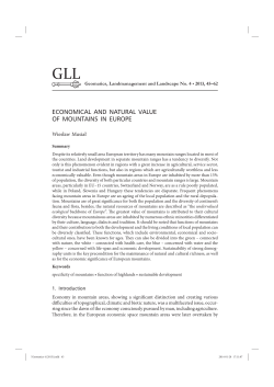 ECONOMICAL AND NATURAL VALUE OF MOUNTAINS IN EUROPE