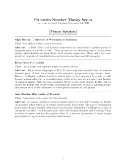 PAlmetto Number Theory Series - University of South Carolina