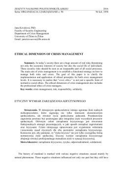 ethical dimension of crisis management etyczny wymiar zarządzania