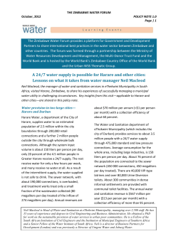 A 24/7 water supply is possible for Harare and other cities: Lessons