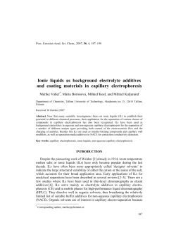 Ionic liquids as background electrolyte additives and coating
