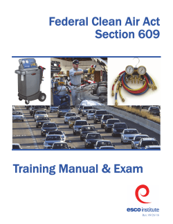 Federal Clean Air Act Section 609 Training Manual