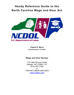 Handy Reference Guide to the North Carolina Wage and Hour Act