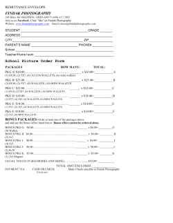 FINDAK PHOTOGRAPHY School Picture Order Form