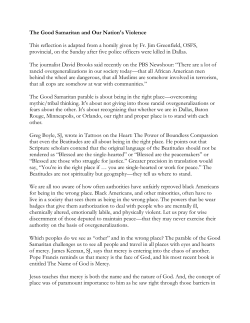 The Good Samaritan and Our Nation`s Violence This reflection is