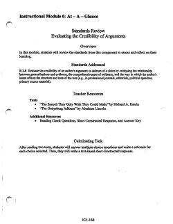 At - A - Glance Standards Review Evaluating the Credibility of