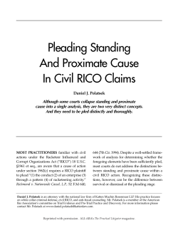 Pleading Standing And Proximate Cause In Civil RICO Claims