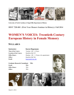 Women`s Voices - UNC`s History Department