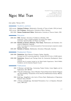 Ngoc Mai Tran - UT Mathematics