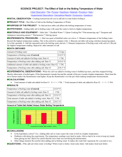 SCIENCE PROJECT: The Effect of Salt on the Boiling Temperature
