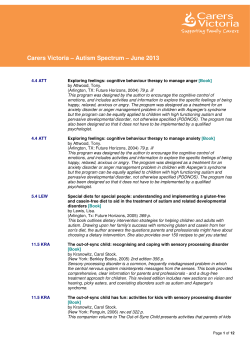Carers Victoria – Autism Spectrum – June 2013