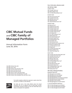 CIBC Mutual Funds and CIBC Family of Managed Portfolios