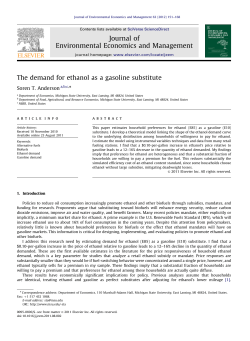 The demand for ethanol as a gasoline substitute