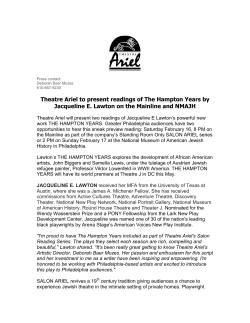 Theatre Ariel to present readings of The Hampton Years by