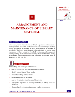 Arrangement and Maintenance of Library Material