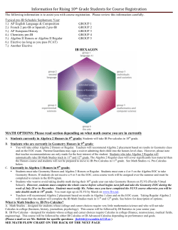 Information for Rising 10th Grade Students for Course Registration