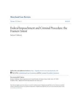 Federal Impeachment and Criminal Procedure: the Framers` Intent