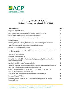 Summary of the Medicare Physician Fee Schedule Final Rule for CY