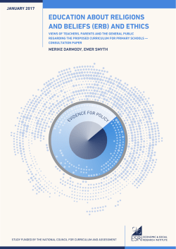 EDUCATION ABOUT RELIGIONS AND BELIEFS (ERB) AND ETHICS