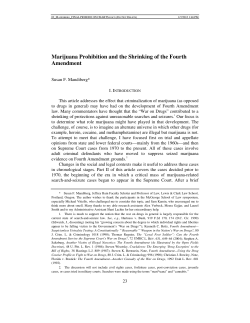Marijuana Prohibition and the Shrinking of the Fourth Amendment