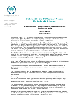 Statement by the IPU Secretary General Mr. Anders B. Johnsson