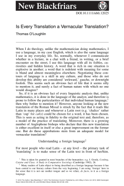 Is Every Translation a Vernacular Translation